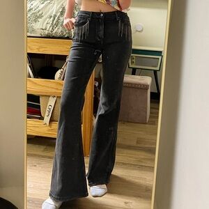 Boutique embellished black denim jeans, size 9